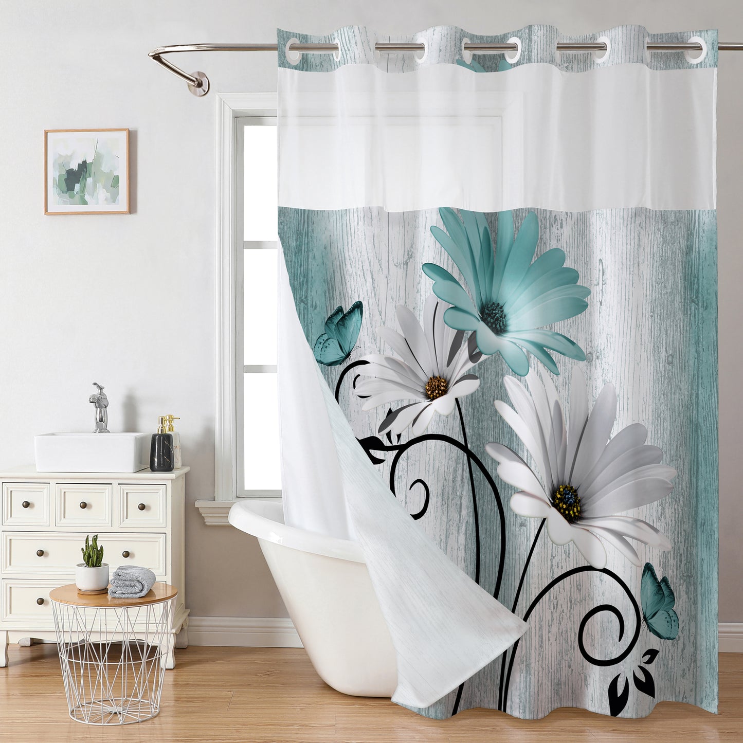 Chrysanthemum pattern shower curtain（72in*75in）