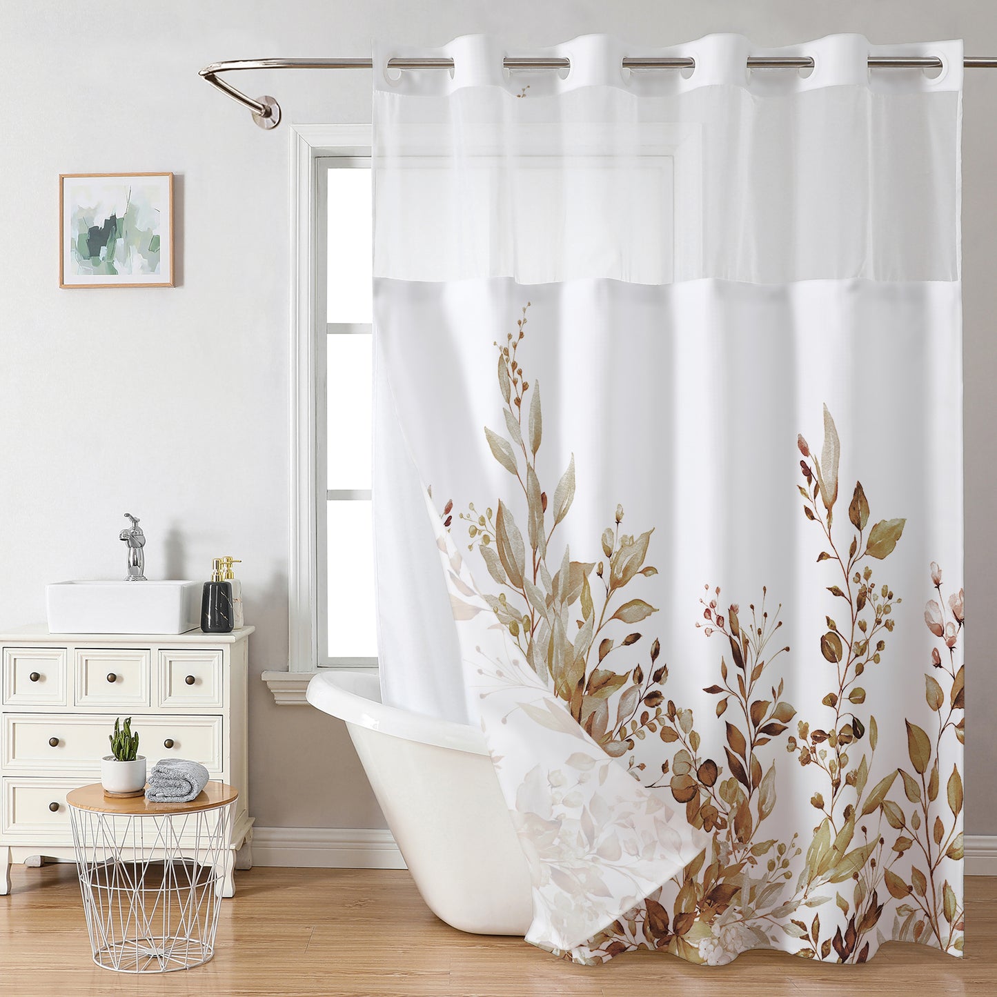 Leaf pattern shower curtain（72in*72in）