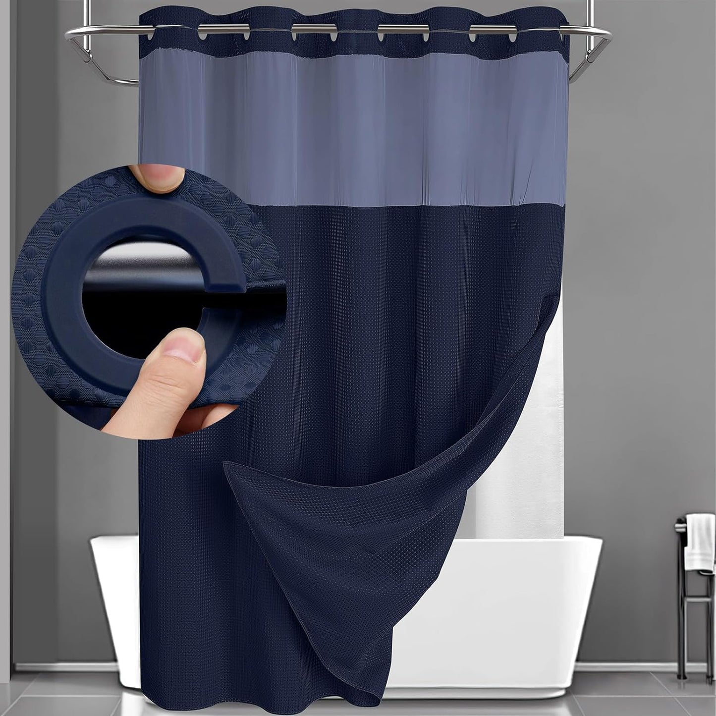 Waterproof perforated shower curtain