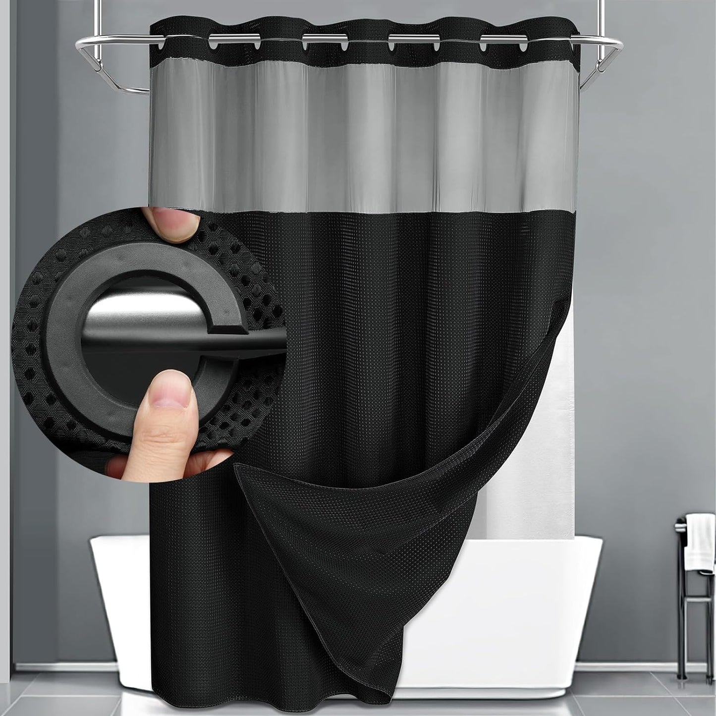 Waterproof perforated shower curtain