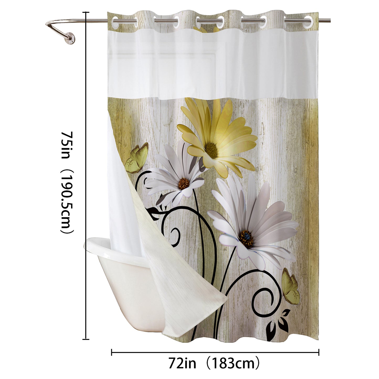 Chrysanthemum pattern shower curtain（72in*75in）