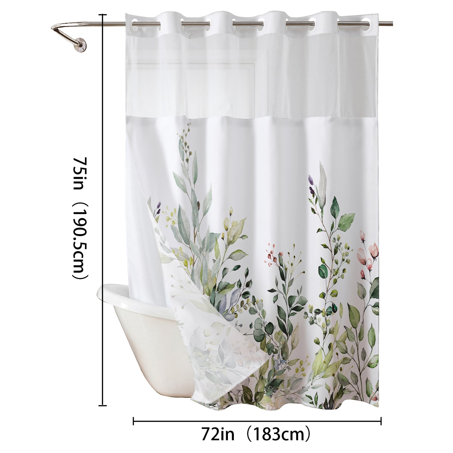 Leaf pattern shower curtain（72in*72in）