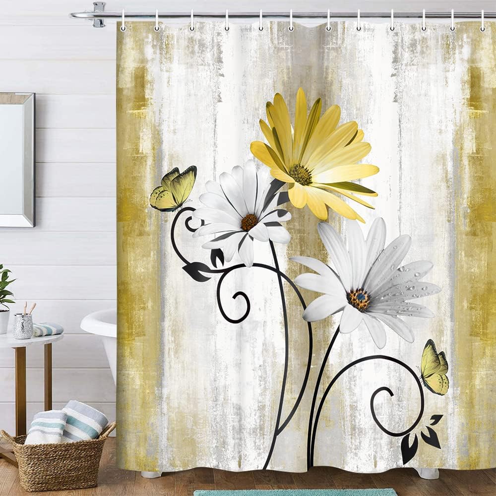 Chrysanthemum pattern shower curtain（72in*75in）